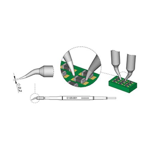 JBC Punta micropinza termica C120-001 - Conica curva 0.2 mm