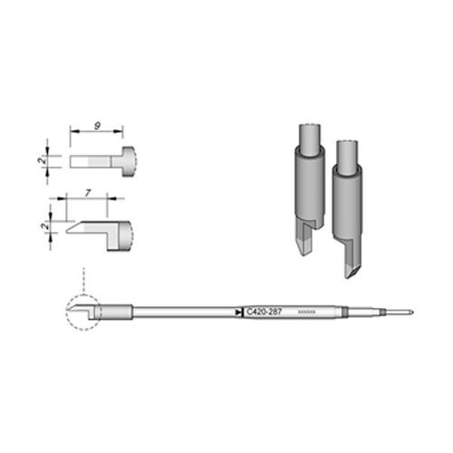 JBC C420-287 Punta per pinza termica Chip 2.0mm