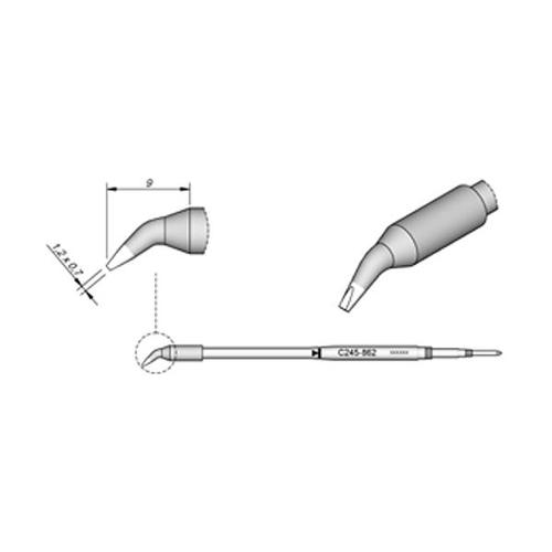 JBC Punta saldante C245-862 - Cacciavite curvo 1.2x0.7 mm