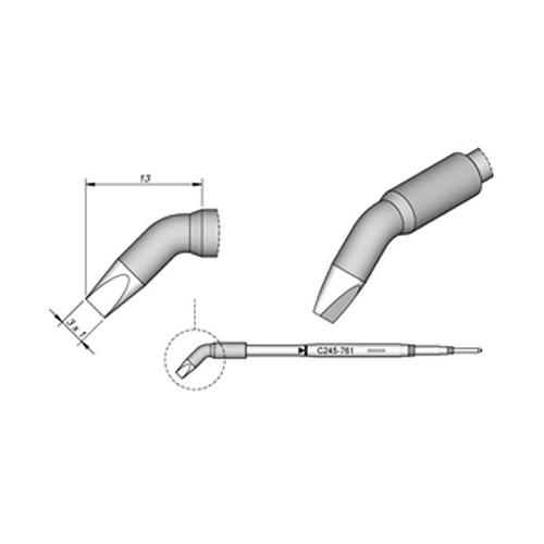 JBC Punta saldante C245-761 - Cacciavite curvo 3.0x1.0 mm