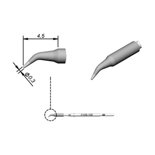 JBC NanoPunta saldante C105-105 - Conica curva Ø 0.3mm - 1pz