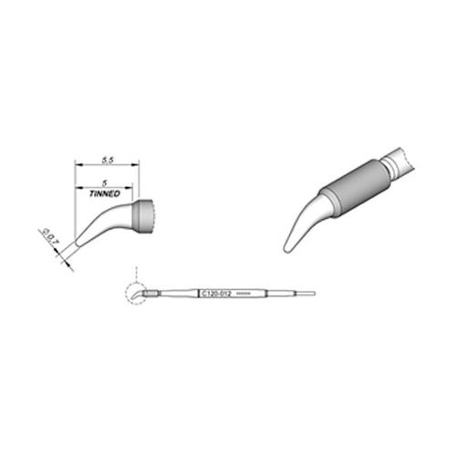 JBC Punta pinza termica C120-012 - Conica curva - 0.7 mm