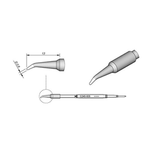 JBC Punta saldante C245-935 - Conica curva Ø 0.8 mm