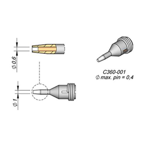 JBC C360-001 Punta dissaldante D.I. Ø 0.6 mm