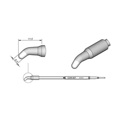 JBC Punta saldante C245-627 - Conica curva Ø 3.0 mm