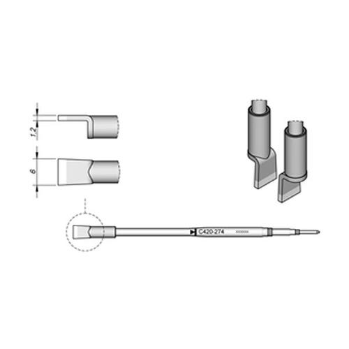 JBC C420-274 Punta per pinza termica Lama 6.0mm