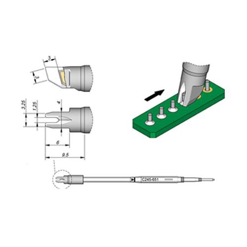 JBC C245951 Punta Per Saldatore T245 - Cartuccia Ad Alta Temperatura Con Riscaldamento Integrato Per Componenti SMD E Saldature Generali