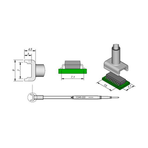 JBC Punta saldante C245-222 - Per integrati DIL 7.1x13.0mm