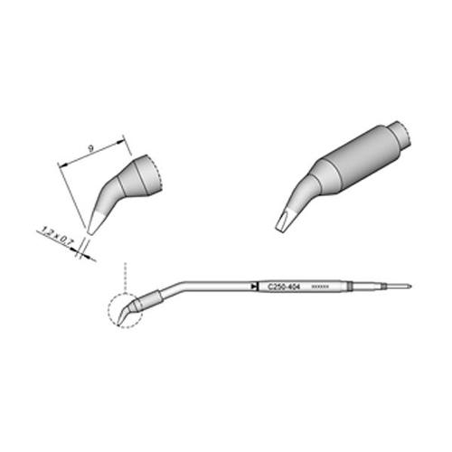 JBC C250-404 Punta saldante Cacciavite curvo 1.2x0.7 mm