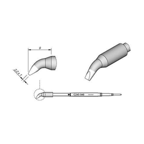 JBC Punta saldante C245-946 - Cacciavite curvo 2.2x1.0 mm