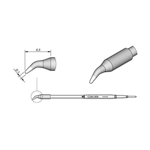 JBC Punta saldante C245-804 - Conica curva allungata Ø 1.0mm