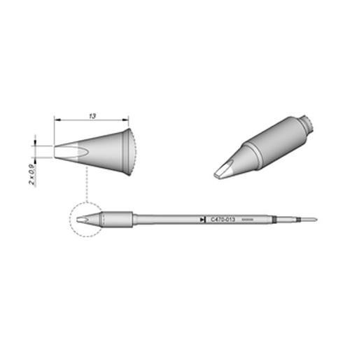 JBC C470-013 Punta saldante di potenza Cacciavite 2x0.9mm