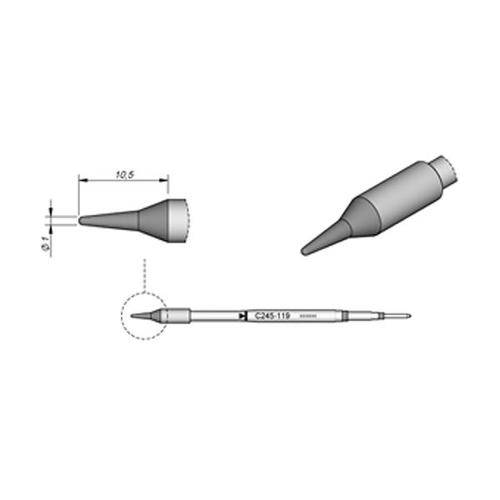 JBC Punta saldante C245-119 - Conica Ø 1.0mm superficie PTFE