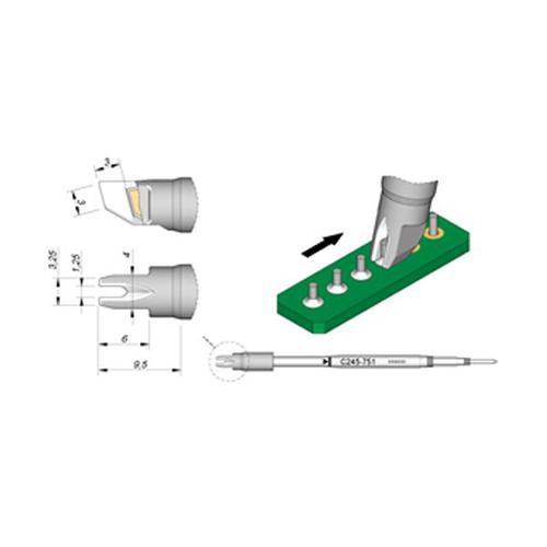 JBC Punta saldante C245-751 - Solco reofori PTH 1.25mm