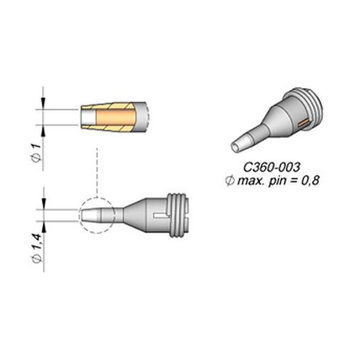 JBC C360-003 Punta dissaldante D.I. Ø 1.0 mm