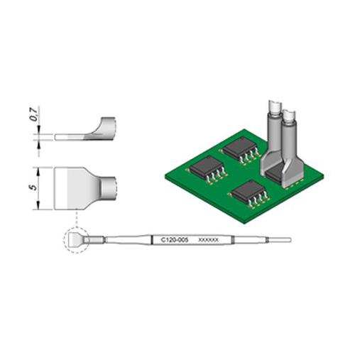 JBC Punta pinza termica C120-005 - Lama 5.0 mm