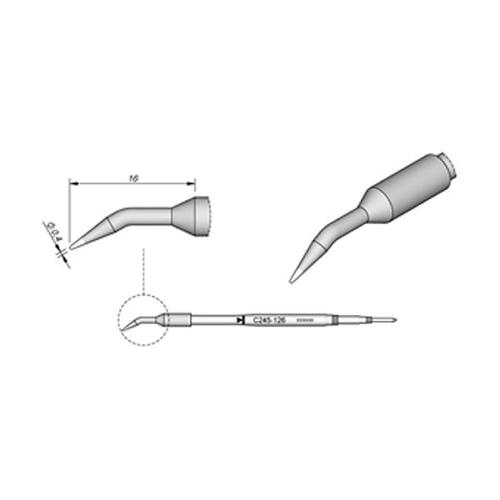 JBC Punta saldante C245-126 - Conica curva allungata Ø 0.4