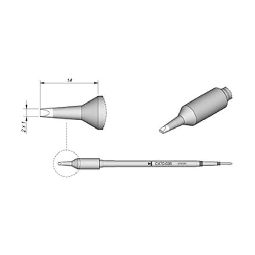 JBC C470-036 Punta saldante di potenza Cacciavite 2x1mm