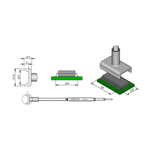 JBC Punta saldante C245-215 - Per integrati DIL 9.6x18.0mm