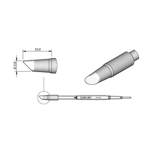 JBC Punta saldante C245-951 - Fetta di salame HT Ø 3.8 mm