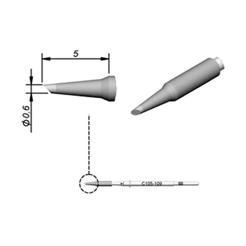 JBC NanoPunta saldante C105-109 - Fetta salame Ø 0.6mm - 1pz