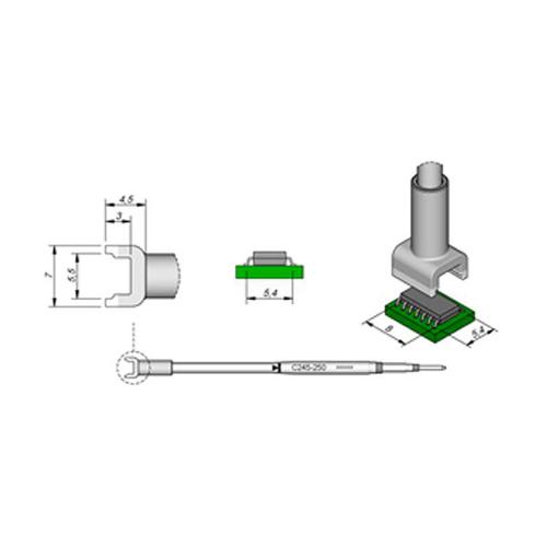 JBC Punta saldante C245-250 - Per integrati DIL - 5.4x8.0mm