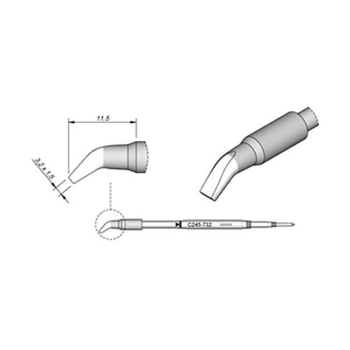 JBC Punta saldante C245-732 - Cacciavite curvo 3.2x1.5 mm