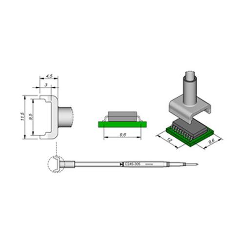 JBC Punta saldante C245-305 - Per integrati DIL 9.6x12.0mm