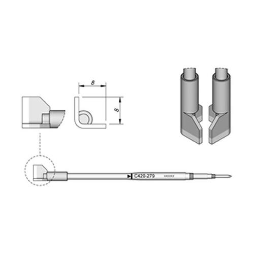 JBC C420-279 Punta per pinza termica QFP 8.0mm