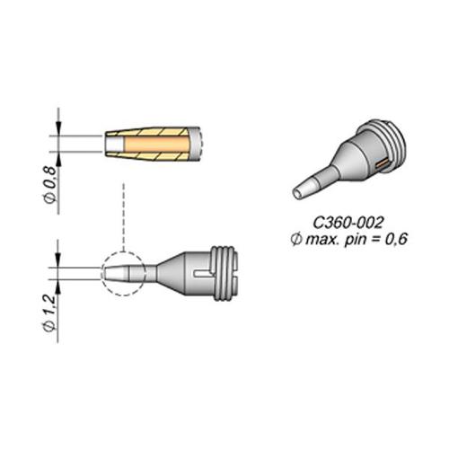 JBC C360-002 Punta dissaldante D.I. Ø 0.8 mm