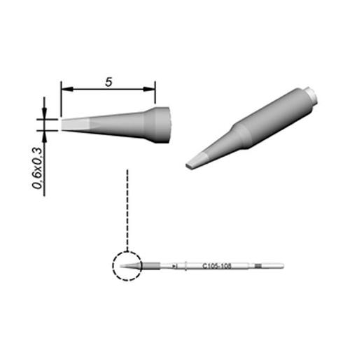 JBC NanoPunta saldante C105-108 - Cacciavite 0.6x0.3mm - 1pz