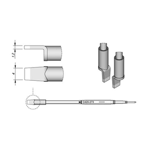 JBC C420-273 Punta per pinza termica Lama 4.0mm