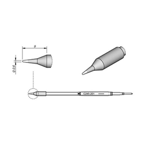 JBC Punta saldante C245-201 - Conica allungata Ø 0.6 mm