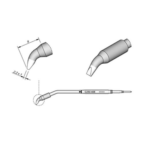 JBC C250-406 Punta saldante Cacciavite curvo 2.2x1.0 mm