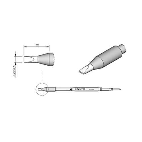 JBC Punta saldante C245-759 - Cacciavite HT 2.4x0.5 mm