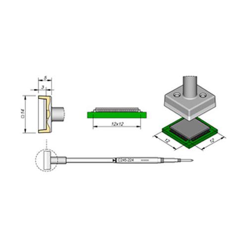 JBC Punta saldante C245-224 - Per QFP - 12.0x12.0mm