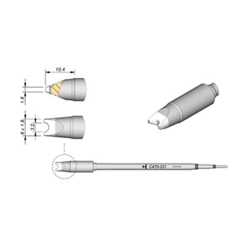 JBC C470-031 Punta saldante di potenza Pin connettori 3.2mm