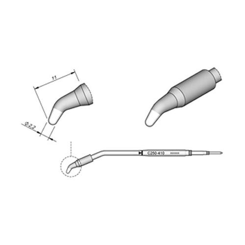 JBC C250-410 Punta saldante Conica curva Ø 2.2 mm