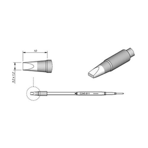 JBC Punta saldante C245-811 - Cacciavite dritto - 3.2x1.2 mm