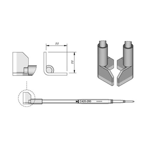 JBC C420-280 Punta per pinza termica QFP 11.0mm