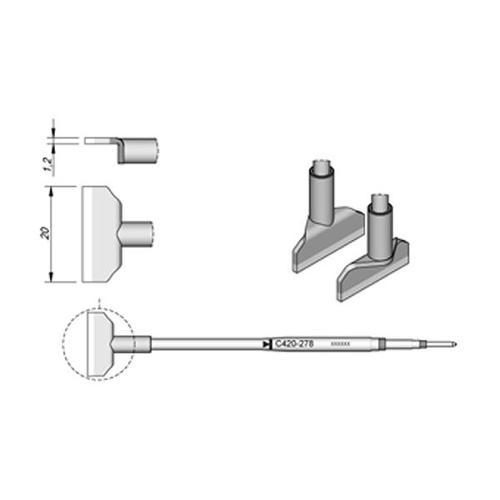 JBC C420-278 Punta per pinza termica Lama 20.0mm