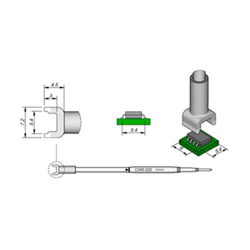 JBC Punta saldante C245-220 - Per integrati DIL 5.4x6.0mm