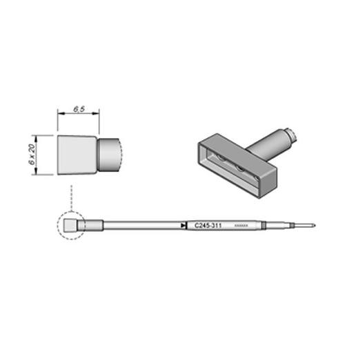 JBC Punta saldante C245-311 - Per plastica - 20x6mm