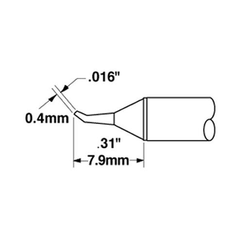 Metcal STTC-026 - Punta conica curva 0.4 mm - Serie 600