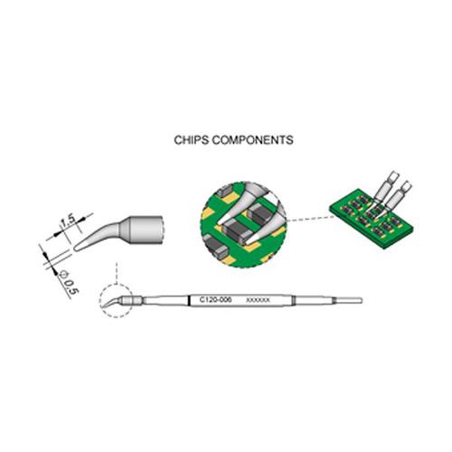 JBC Punta pinza termica C120-006 - Per i chip - 0.5 mm