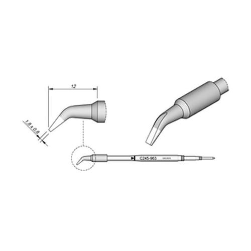 JBC Punta saldante C245-963 - Cacciavite curvo 1.8x0.8 mm