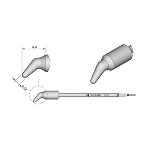 JBC C470-026 Punta saldante Conica curva per rivetti 3.5mm