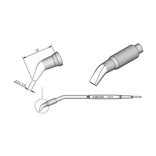 JBC C250-418 Punta saldante Cacciavite curvo 3.2x1.5 mm