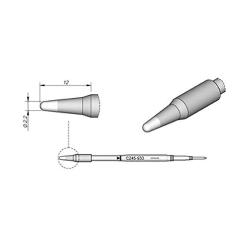 JBC Punta saldante C245-933 - Conica Ø 2.2 mm