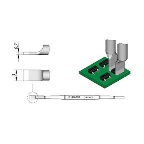 JBC Punta pinza termica C120-003 - Lama 3.0 mm